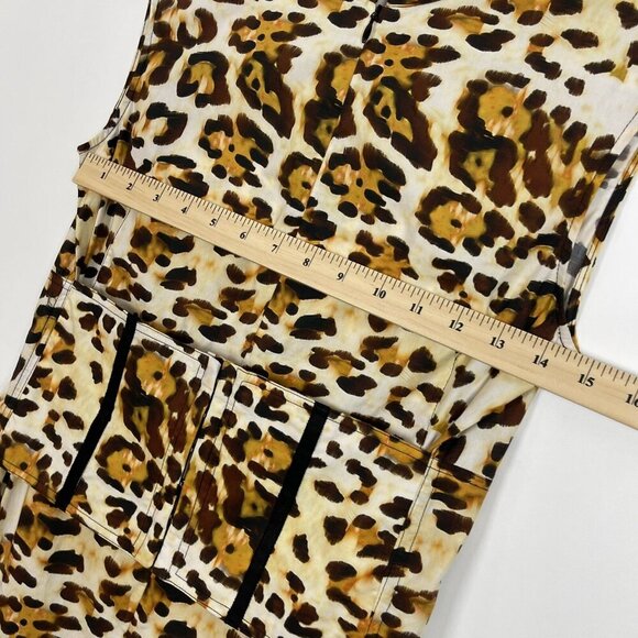 CF Goldman Leopard Corset Midi Dress Womens Size 0 Ruffle Cheetah - Picture 8 of 10